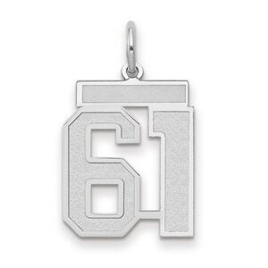 14k White Gold, Jersey Collection, Medium Number 61 Pendant